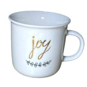 Sleigh Bell Bistro "Joy" Christmas/Holiday Coffee Mug Gold Lettering